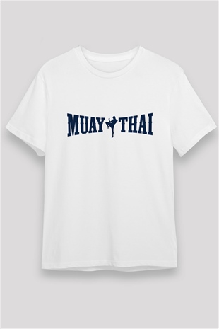Muay Thai Beyaz Unisex Tişört T-Shirt - TişörtFabrikası