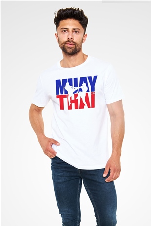 Muay Thai Beyaz Unisex Tişört T-Shirt - TişörtFabrikası