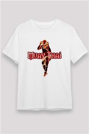 Muay Thai Beyaz Unisex Tişört T-Shirt - TişörtFabrikası