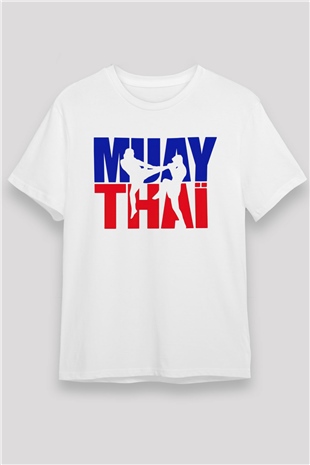 Muay Thai Beyaz Unisex Tişört T-Shirt - TişörtFabrikası
