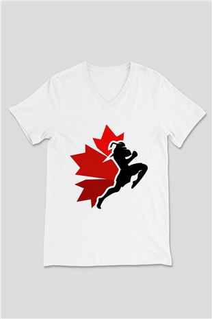 Muay Thai Beyaz Unisex V Yaka Tişört