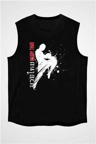 Muay Thai Siyah Unisex Kolsuz Tişört