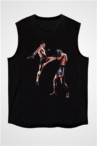 Muay Thai Siyah Unisex Kolsuz Tişört