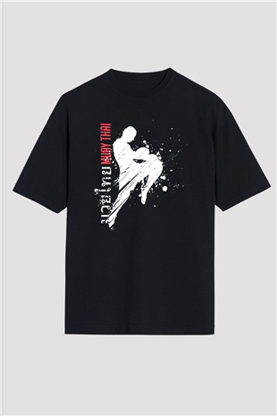 Muay Thai Siyah Unisex Oversize Tişört T-Shirt