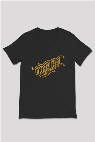 Muay Thai Siyah Unisex V Yaka Tişört T-Shirt