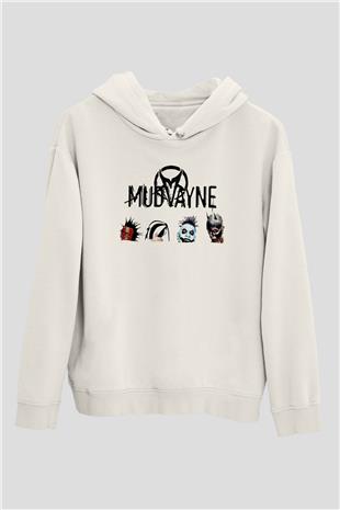 Mudvayne Baskılı Beyaz Unisex Kapüşonlu Sweatshirt