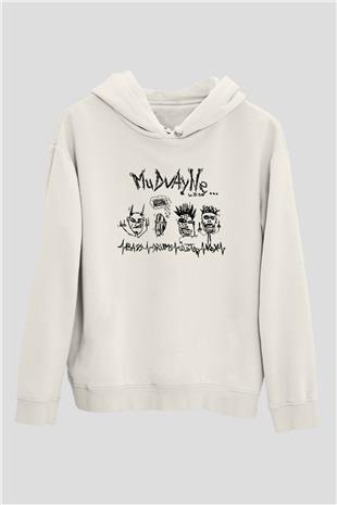Mudvayne Baskılı Beyaz Unisex Kapüşonlu Sweatshirt