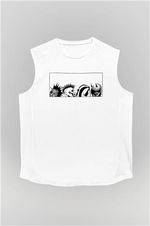 Mudvayne Baskılı Beyaz Unisex Kolsuz Tişört - Tshirt