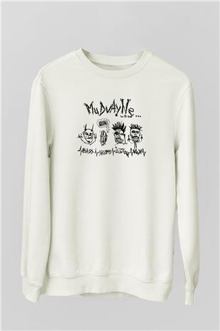 Mudvayne Baskılı Beyaz Unisex Sweatshirt