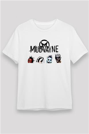 Mudvayne Baskılı Unisex Beyaz Tişört - Tshirt