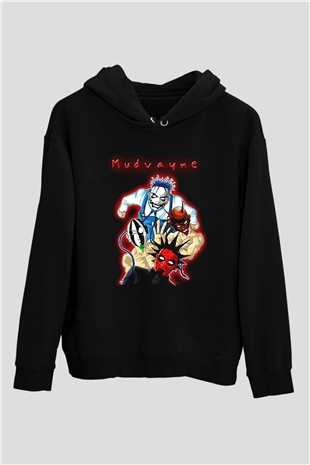 Mudvayne Baskılı Unisex Siyah Kapüşonlu Sweatshirt