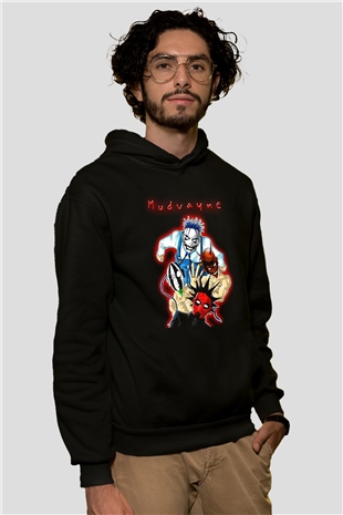 Mudvayne Baskılı Unisex Siyah Kapüşonlu Sweatshirt