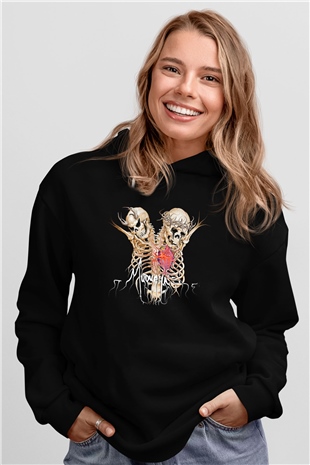 Mudvayne Baskılı Unisex Siyah Kapüşonlu Sweatshirt