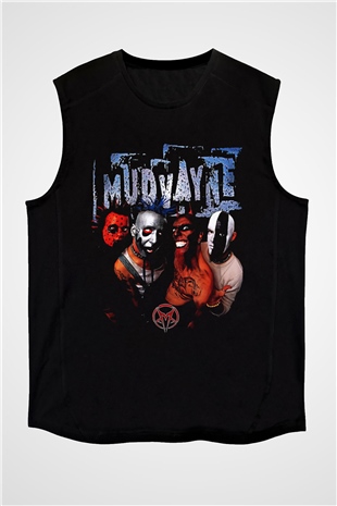 Mudvayne Baskılı Unisex Siyah Kolsuz Tişört - Tshirt