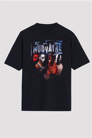 Mudvayne Baskılı Unisex Siyah Oversize Tişört - Tshirt