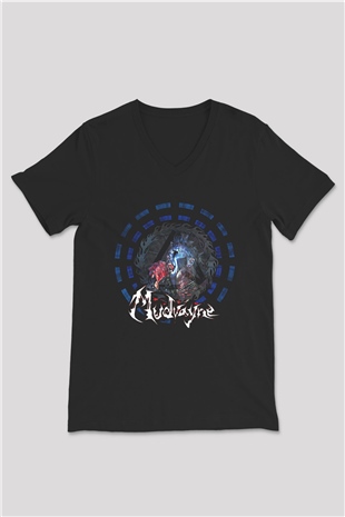 Mudvayne Baskılı Unisex Siyah V Yaka Tişört - Tshirt