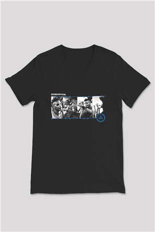 Mudvayne Baskılı Unisex Siyah V Yaka Tişört - Tshirt