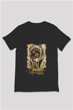 Mudvayne Baskılı Unisex Siyah V Yaka Tişört - Tshirt