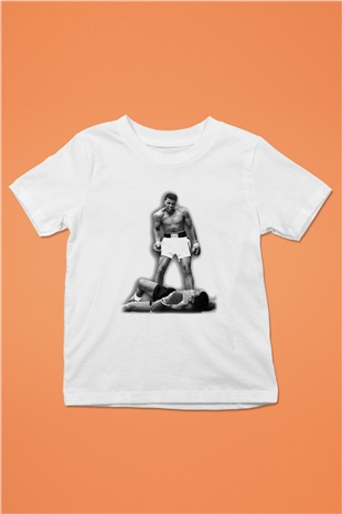 Muhammed Ali Baskılı Beyaz Unisex Çocuk Tişört