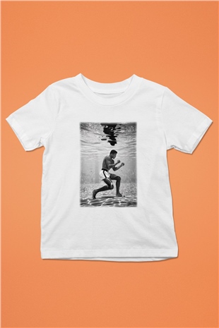 Muhammed Ali Baskılı Beyaz Unisex Çocuk Tişört