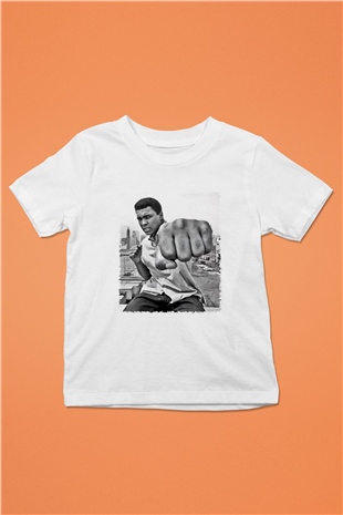 Muhammed Ali Baskılı Beyaz Unisex Çocuk Tişört