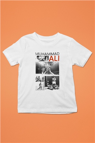Muhammed Ali Baskılı Beyaz Unisex Çocuk Tişört