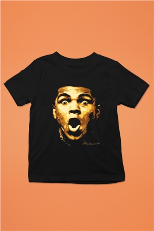 Muhammed Ali Baskılı Siyah Unisex Çocuk Tişört