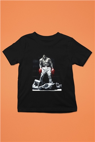 Muhammed Ali Baskılı Siyah Unisex Çocuk Tişört
