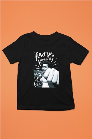 Muhammed Ali Baskılı Siyah Unisex Çocuk Tişört