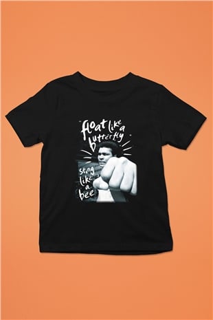 Muhammed Ali Baskılı Siyah Unisex Çocuk Tişört
