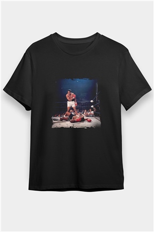 Muhammed Ali Baskılı Unisex Siyah Tişört