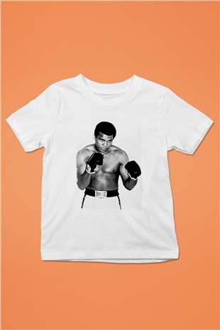 Muhammed Ali Beyaz Unisex Çocuk Tişört