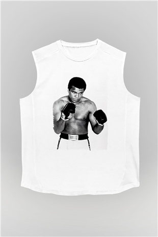 Muhammed Ali Beyaz Unisex Kolsuz Tişört