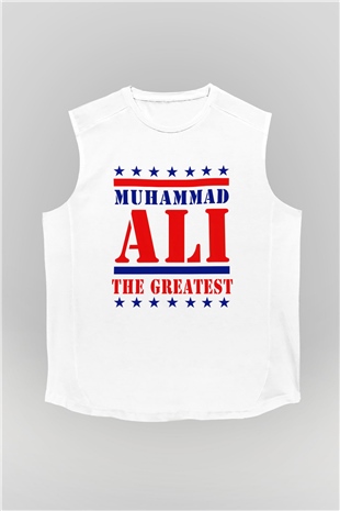 Muhammed Ali Beyaz Unisex Kolsuz Tişört