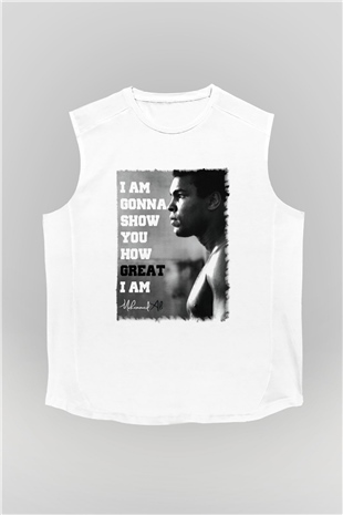 Muhammed Ali Beyaz Unisex Kolsuz Tişört