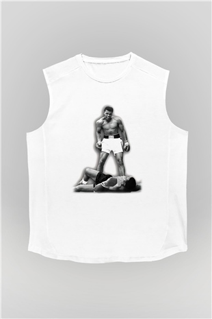 Muhammed Ali Beyaz Unisex Kolsuz Tişört