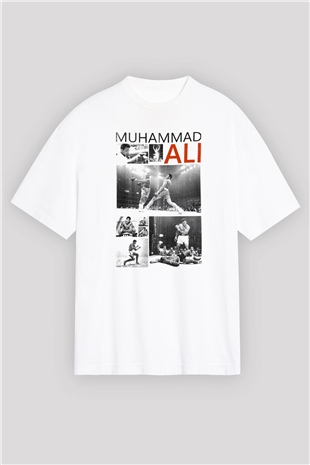 Muhammed Ali Beyaz Unisex Oversize Tişört T-Shirt