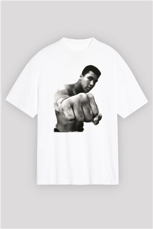 Muhammed Ali Beyaz Unisex Oversize Tişört T-Shirt