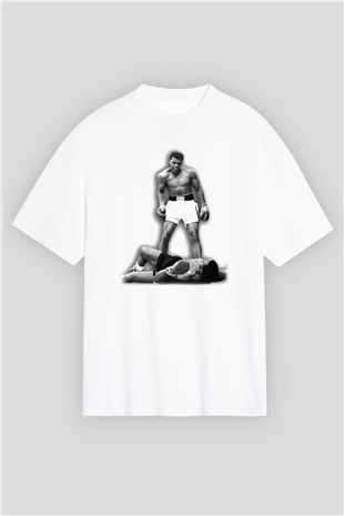 Muhammed Ali Beyaz Unisex Oversize Tişört T-Shirt