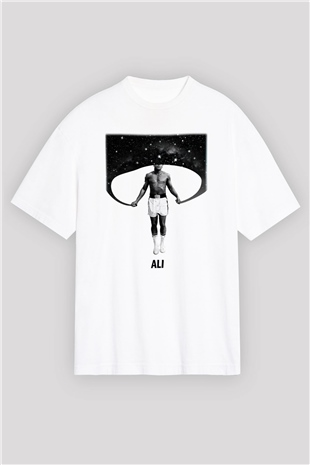 Muhammed Ali Beyaz Unisex Oversize Tişört T-Shirt