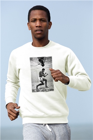 Muhammed Ali Beyaz Unisex Sweatshirt