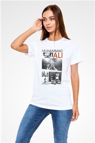 Muhammed Ali Beyaz Unisex Tişört T-Shirt - TişörtFabrikası
