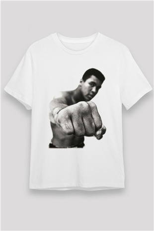 Muhammed Ali Beyaz Unisex Tişört T-Shirt - TişörtFabrikası