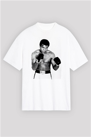 Muhammed Ali Beyaz Oversize Tişört Oversize T-shirt - TişörtFabrikası