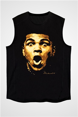 Muhammed Ali Siyah Unisex Kolsuz Tişört