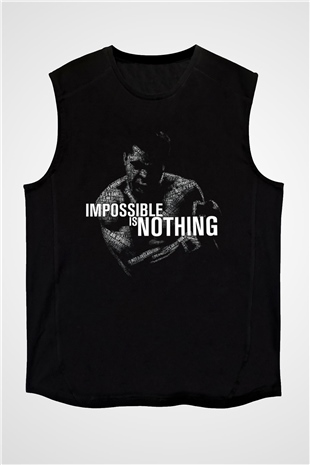 Muhammed Ali Siyah Unisex Kolsuz Tişört