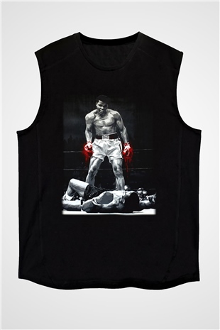 Muhammed Ali Siyah Unisex Kolsuz Tişört