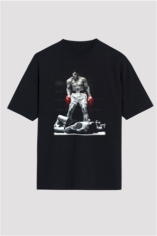 Muhammed Ali Siyah Unisex Oversize Tişört T-Shirt