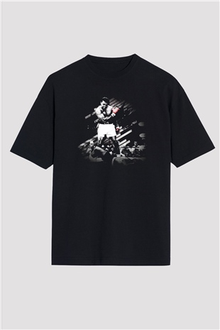 Muhammed Ali Siyah Unisex Oversize Tişört T-Shirt