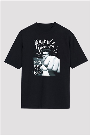 Muhammed Ali Siyah Unisex Oversize Tişört T-Shirt